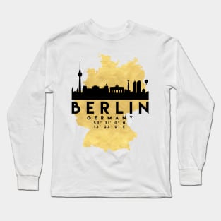 Berlin Germany Skyline Map Art Long Sleeve T-Shirt